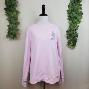 Old Navy Christmas Sloth Candy Cane Pink Pullover Sweater Medium Holiday Festive